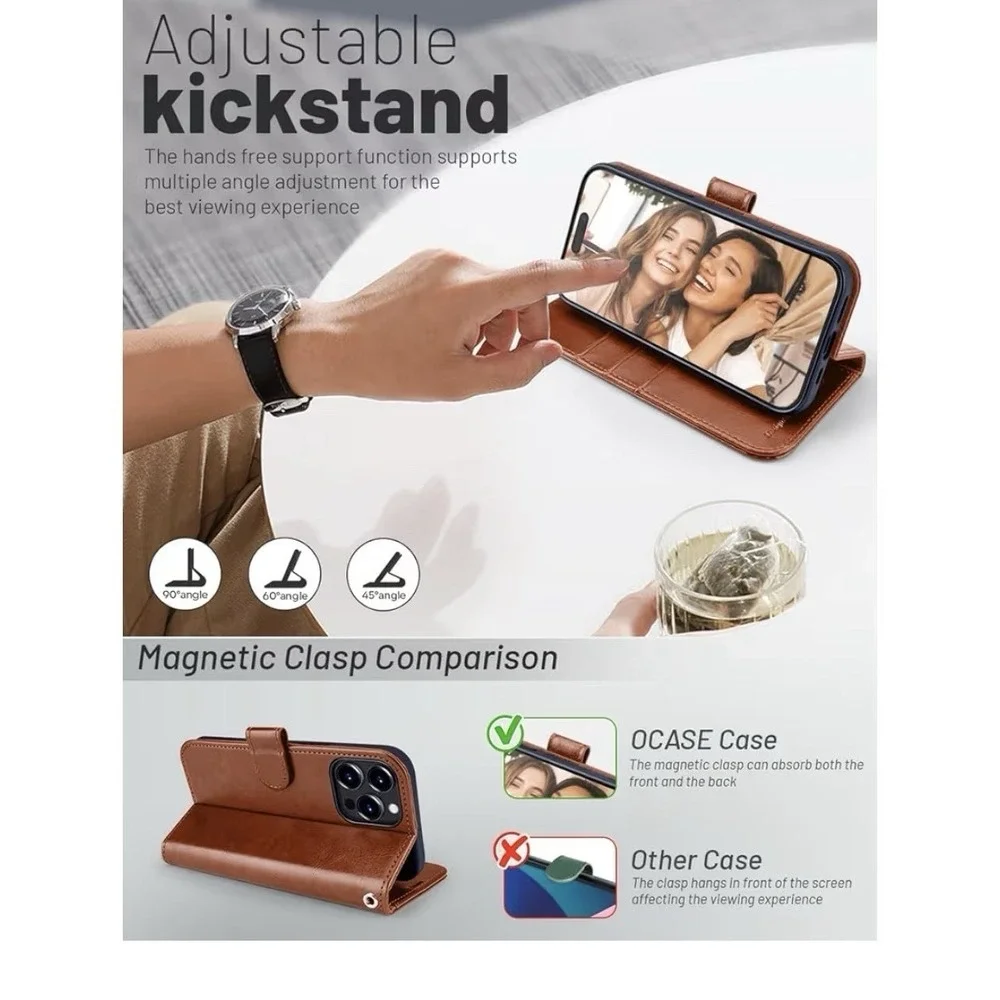 iPhone 15 Pro DjBear Case With Magnetic Card Holder (brown), [D]